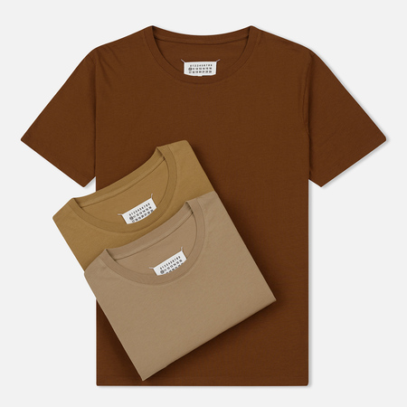 Комплект мужских футболок Maison Margiela 3-Pack Crew Neck Brown/Light Brown/Olive