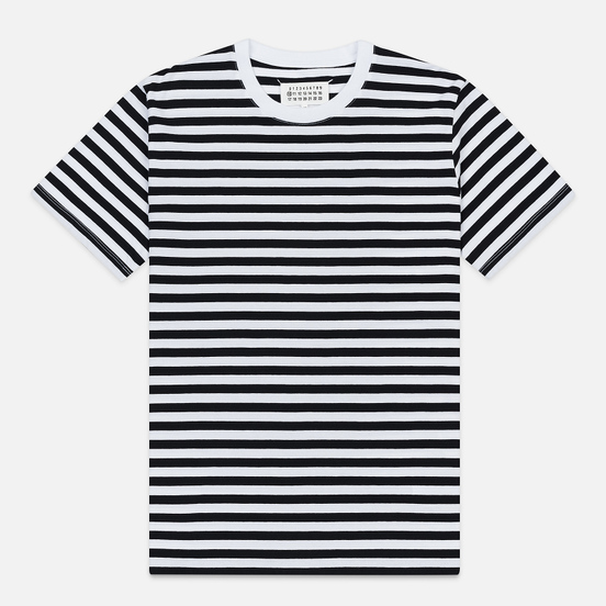 Комплект мужских футболок Maison Margiela 3-Pack Stereotype Stripes White Black/White Palace Blue/White Light Marine