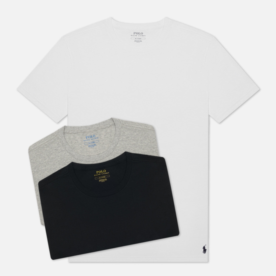 Комплект мужских футболок Polo Ralph Lauren Classic Crew Neck 3-Pack White/Black/Andover Heather
