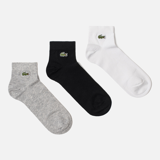Комплект мужских носков Lacoste 3-Pack Sport Low-Cut White/Black/Grey Chine