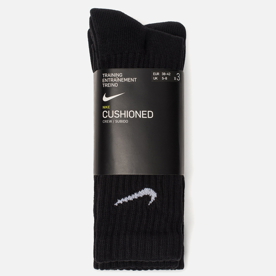 Комплект носков Nike 3-Pack Value Cotton Crew Black/Black/Black