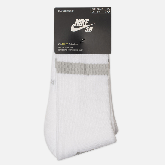 Комплект носков Nike SB 3-Pack Crew High White/Wolf Grey