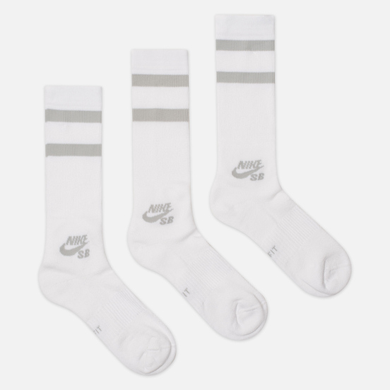 Комплект носков Nike SB 3-Pack Crew High White/Wolf Grey