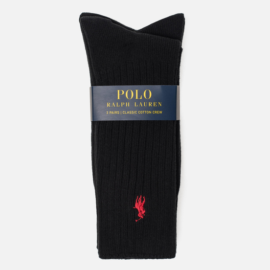 Комплект носков Polo Ralph Lauren 3-Pack Classic Crew Black