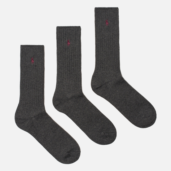 Комплект носков Polo Ralph Lauren 3-Pack Classic Crew Charcoal