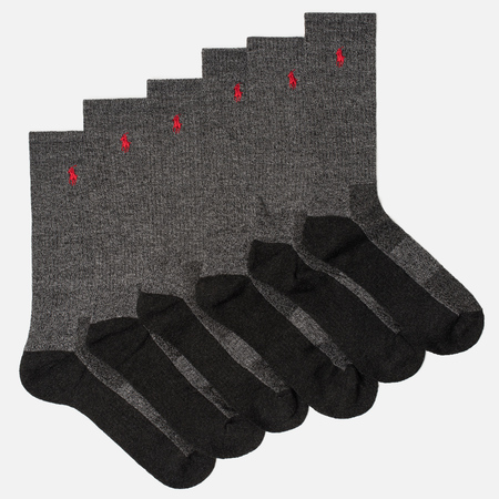 Комплект носков Polo Ralph Lauren 6-Pack Colored Marl Crew Charcoal Heather