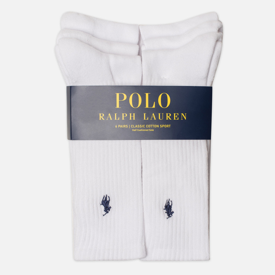 Комплект носков Polo Ralph Lauren 6-Pack Player Embroidered White