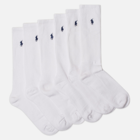 Комплект носков Polo Ralph Lauren 6-Pack Player Embroidered White