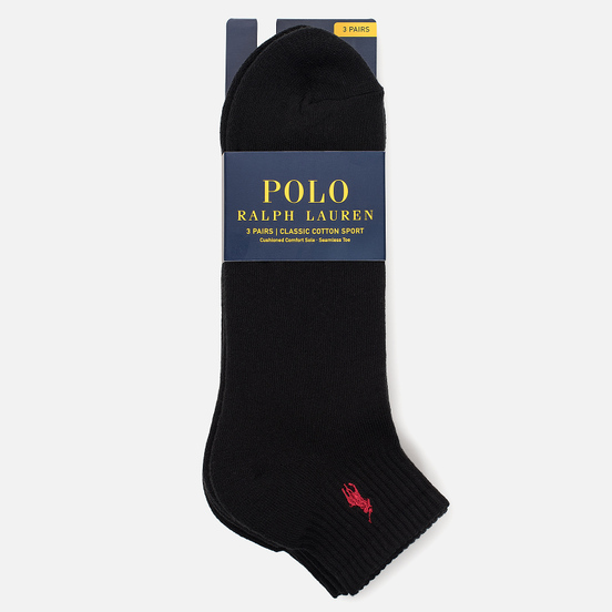 Комплект носков Polo Ralph Lauren Quarter 3-Pack Black