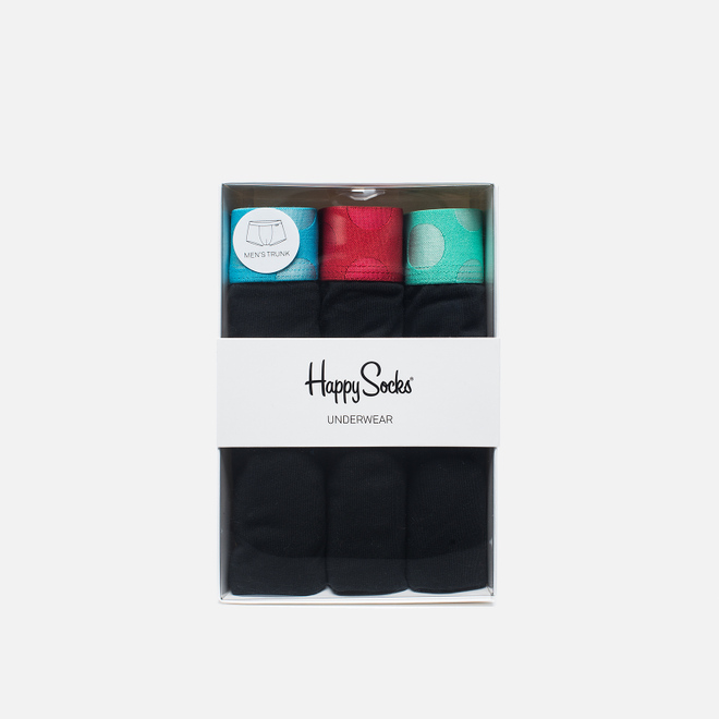 Комплект мужских трусов Happy Socks Contrast 3 Pack Black/Blue/Green/Red
