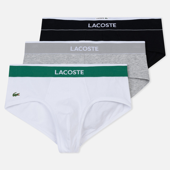 Комплект мужских трусов Lacoste Underwear 3-Pack Briefs Black/Grey/White