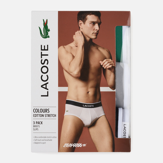 Комплект мужских трусов Lacoste Underwear 3-Pack Briefs Black/Grey/White