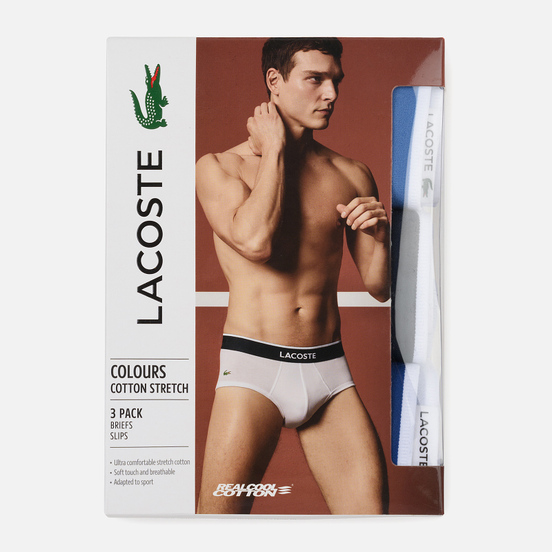 Комплект мужских трусов Lacoste Underwear 3-Pack Briefs Navy/Blue Yonder/Limoges