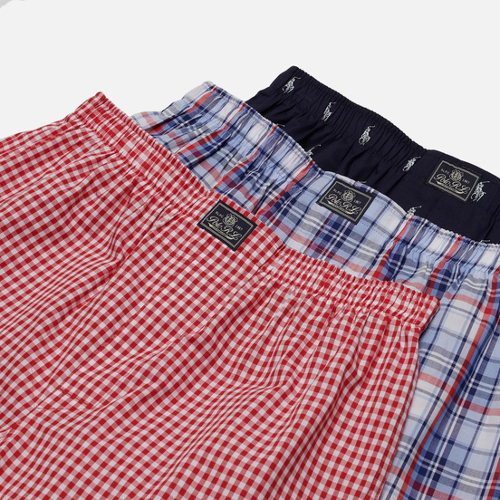 Комплект мужских трусов Polo Ralph Lauren Classic Boxer 3-Pack Cruise Navy Nevis All Over Pony Print/Myers Plaid/Freeport Plaid