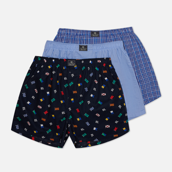 Комплект мужских трусов Polo Ralph Lauren Classic Boxer 3-Pack Signal Flag Print/Durham Plaid/Blue