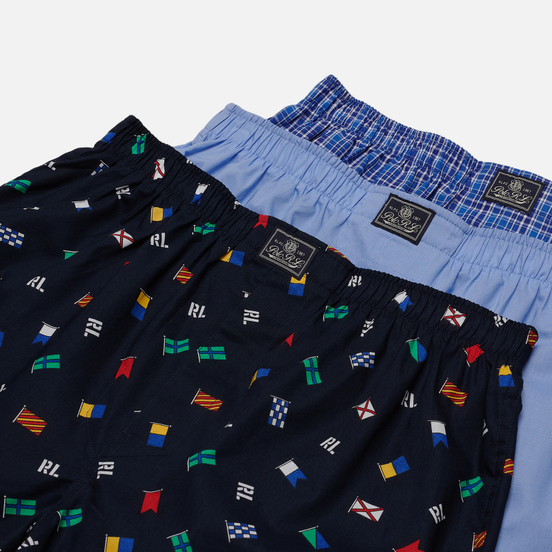 Комплект мужских трусов Polo Ralph Lauren Classic Boxer 3-Pack Signal Flag Print/Durham Plaid/Blue