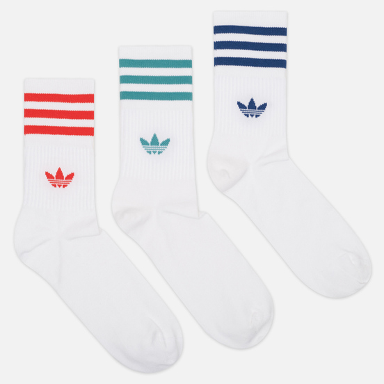 Комплект носков adidas Originals 3-Pack Mid Solid Crew White/White/White