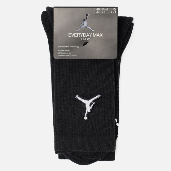 Комплект носков Jordan Jumpman Everyday Max Crew 3-Pack Black/Black/Black