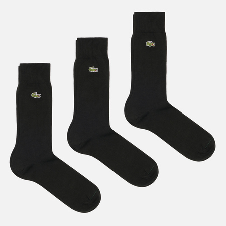 Комплект носков Lacoste 3-Pack Blend Embroidered, цвет чёрный, размер 36-40 EU