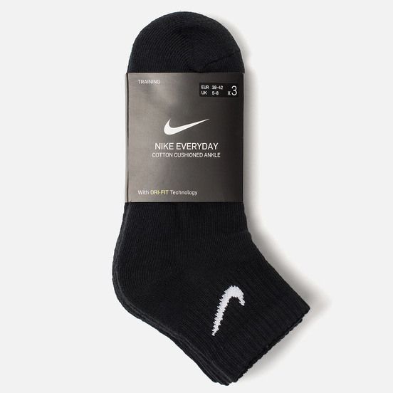 Комплект носков Nike 3-Pack Everyday Cushion Ankle Black/White