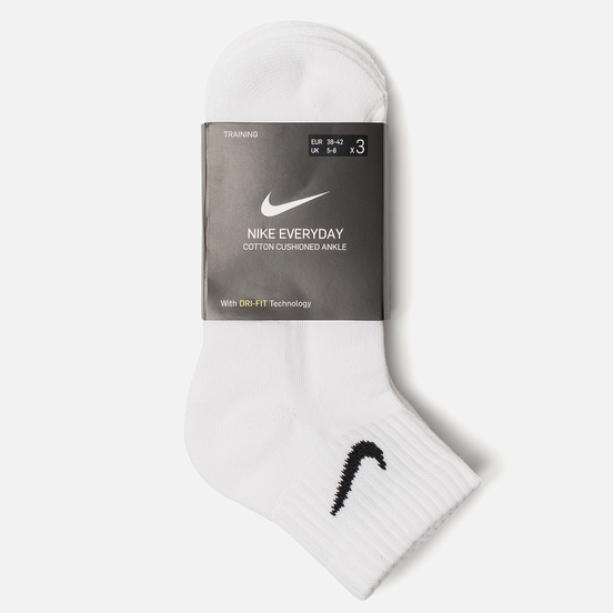 Комплект носков Nike 3-Pack Everyday Cushion Ankle White/Black