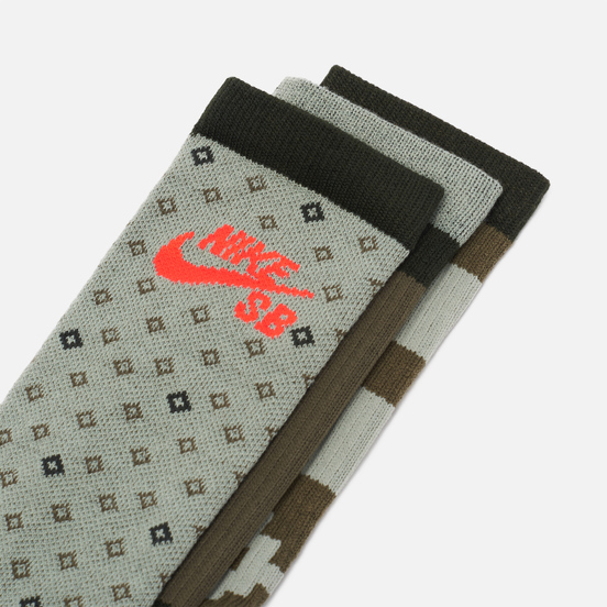 Комплект носков Nike SB 3-Pack Everyday Max Lightweight Crew Olive Multi-Color