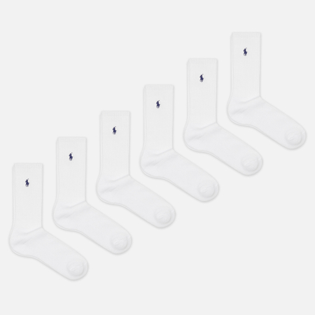 Комплект носков Polo Ralph Lauren Player Embroidered 6-Pack, цвет белый, размер 40-46 EU