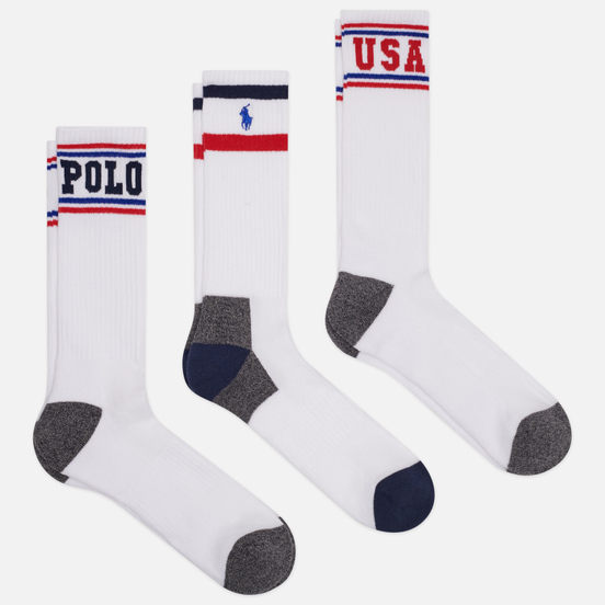 Комплект носков Polo Ralph Lauren Athletic Crew 3-Pack White/Navy/Red/Royal