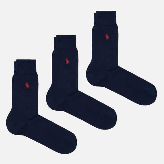 Комплект носков Polo Ralph Lauren Mercerized Cotton 3-Pack Navy