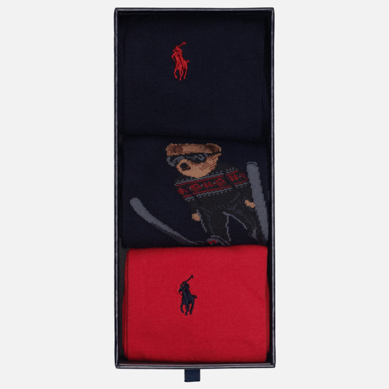 Комплект носков Polo Ralph Lauren Skijump Bear Crew 3 Pack Cruise Navy/Pion Red/Cruise Navy
