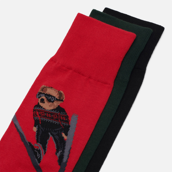 Комплект носков Polo Ralph Lauren Skijump Bear Crew 3 Pack Pion Red/Black/College Green