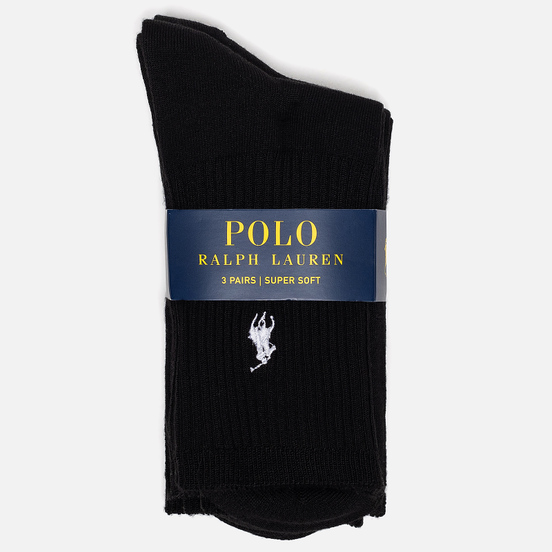 Комплект носков Polo Ralph Lauren Supersoft Crew 3-Pack Black
