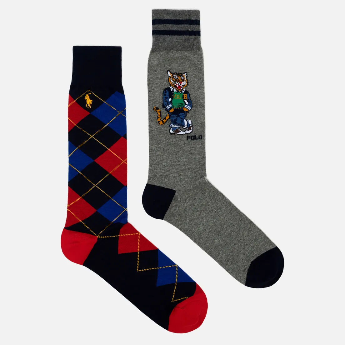 Polo Ralph Lauren Комплект носков Varsity Tiger & Argyle Cotton Crew 2-Pack