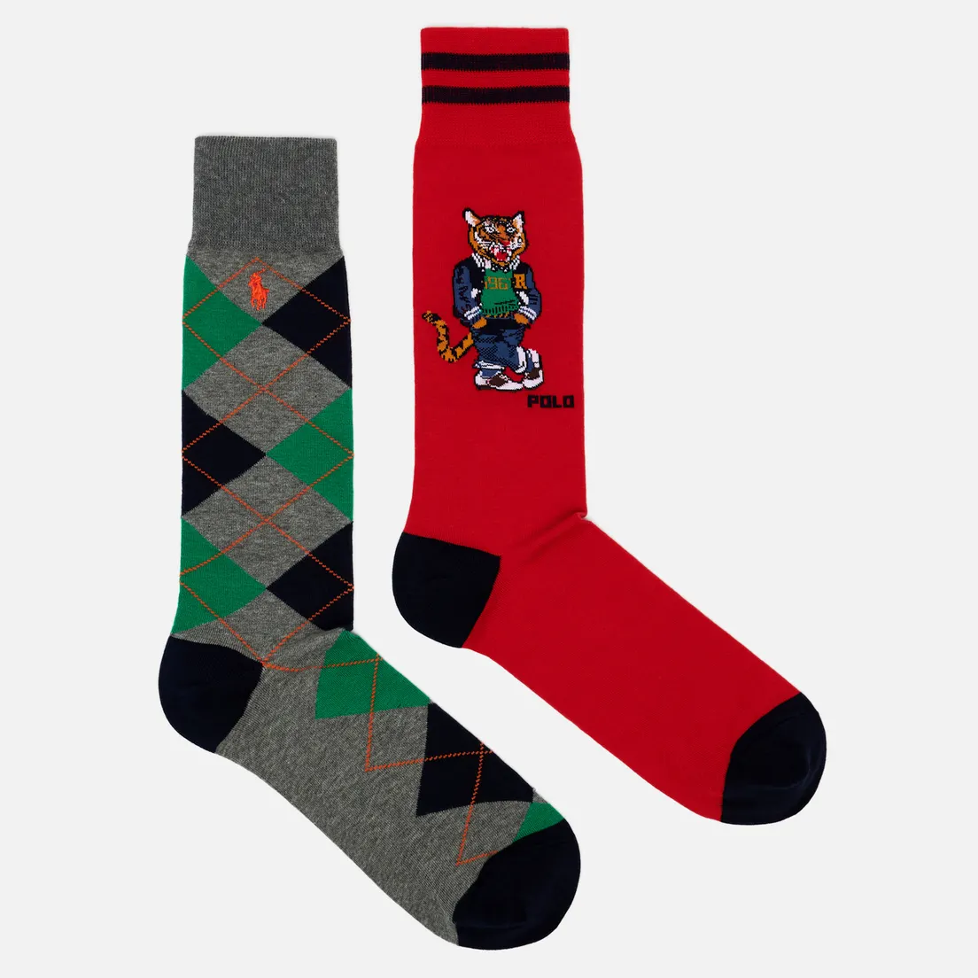 Polo Ralph Lauren Комплект носков Varsity Tiger & Argyle Cotton Crew 2-Pack