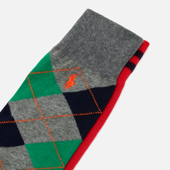 Комплект носков Polo Ralph Lauren Varsity Tiger & Argyle Cotton Crew 2-Pack Red/Navy