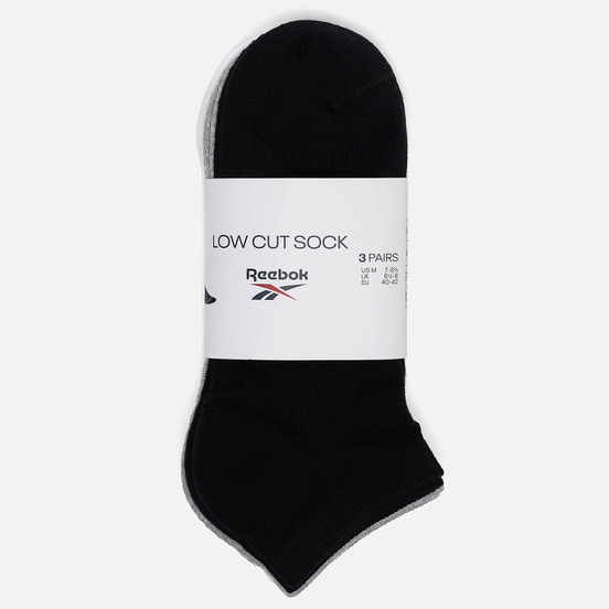 Комплект носков Reebok 3-Pack Classic Foundation Low Cut Black/Medium Grey Heather/White