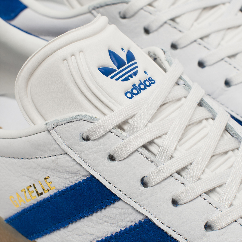 Adidas gazelle white blue stripes sale