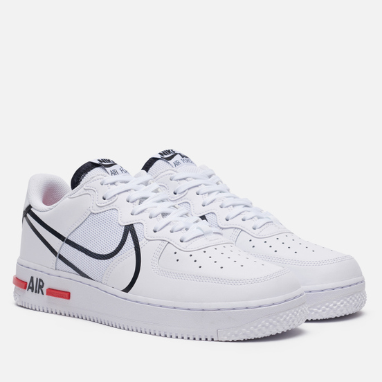 Мужские кроссовки Nike Air Force 1 React White/Black/University Red
