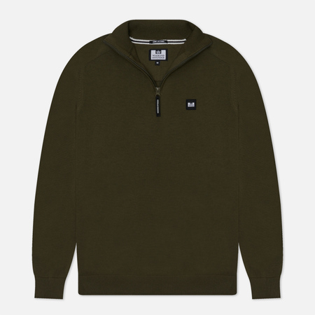 фото Мужской свитер weekend offender pierre quarter zip funnel neck, цвет зелёный, размер s