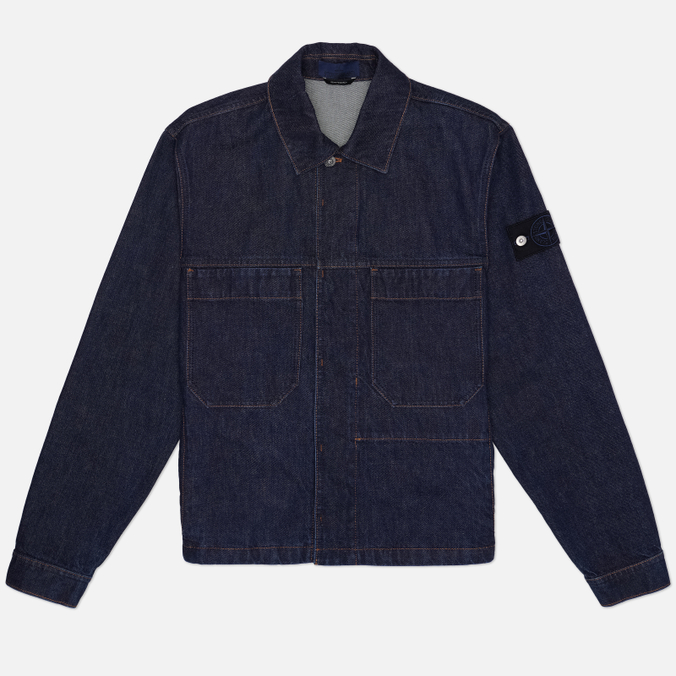 Мужская джинсовая куртка Stone Island Indigo Denim-Rinsed Coach 13.5 Oz