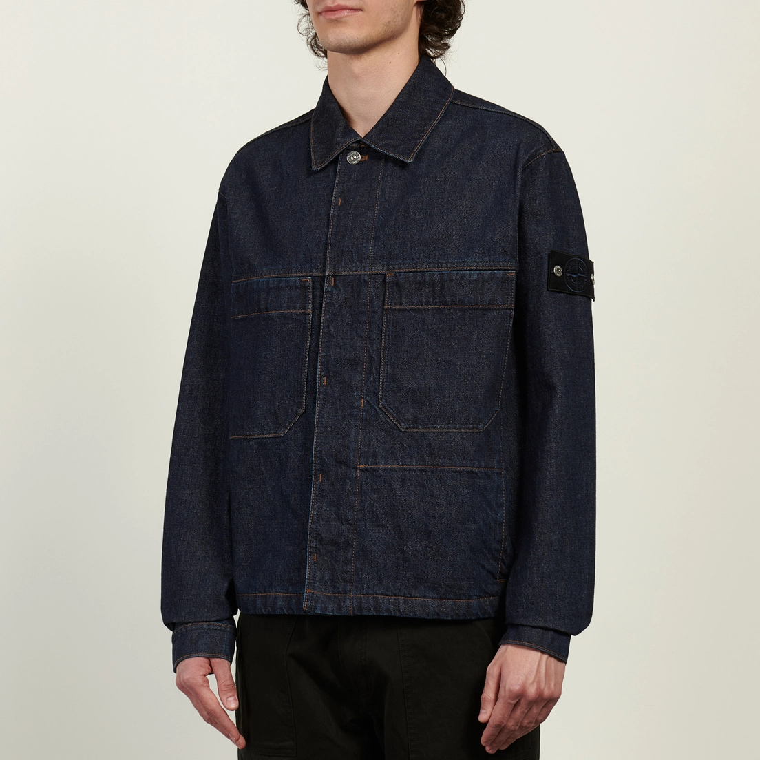 Stone Island Мужская джинсовая куртка Indigo Denim-Rinsed Coach 13.5 Oz