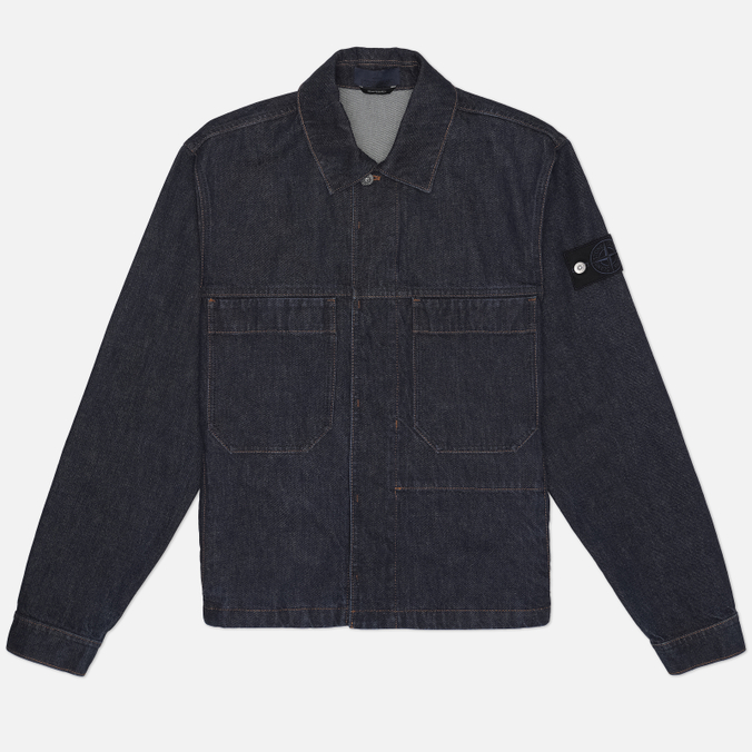 Мужская джинсовая куртка Stone Island Indigo Denim-Raw 13.5 Oz Coach
