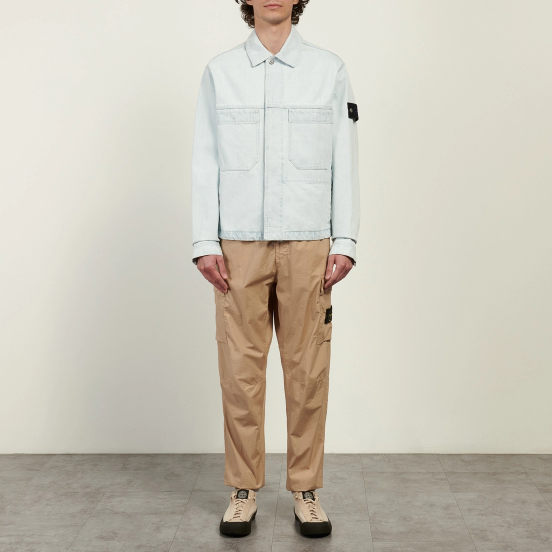 Stone Island Мужская джинсовая куртка Indigo Denim-Ultra Bleached 13.5 Oz