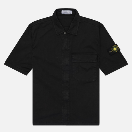 Мужская рубашка Stone Island Stretch Organic Cotton Twill Comfort, цвет чёрный, размер XL
