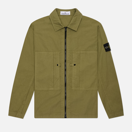 Мужская рубашка Stone Island Mercerised Organic Cotton Ripstop Overshirt, цвет зелёный, размер XL