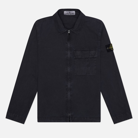 Мужская рубашка Stone Island Brushed Organic Cotton Canvas Old Effect Regular Overshirt, цвет синий, размер L