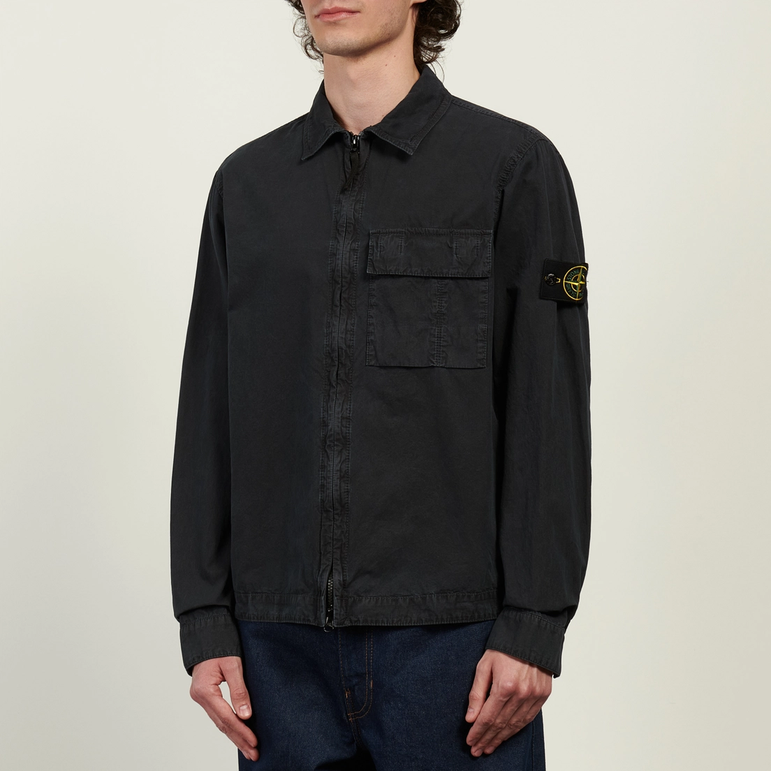 Stone Island Мужская рубашка Brushed Organic Cotton Canvas Old Effect Regular Overshirt