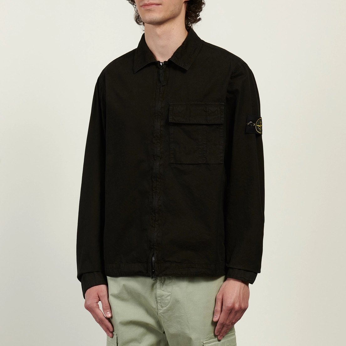 Stone Island Мужская рубашка Brushed Organic Cotton Canvas Old Effect Regular Overshirt