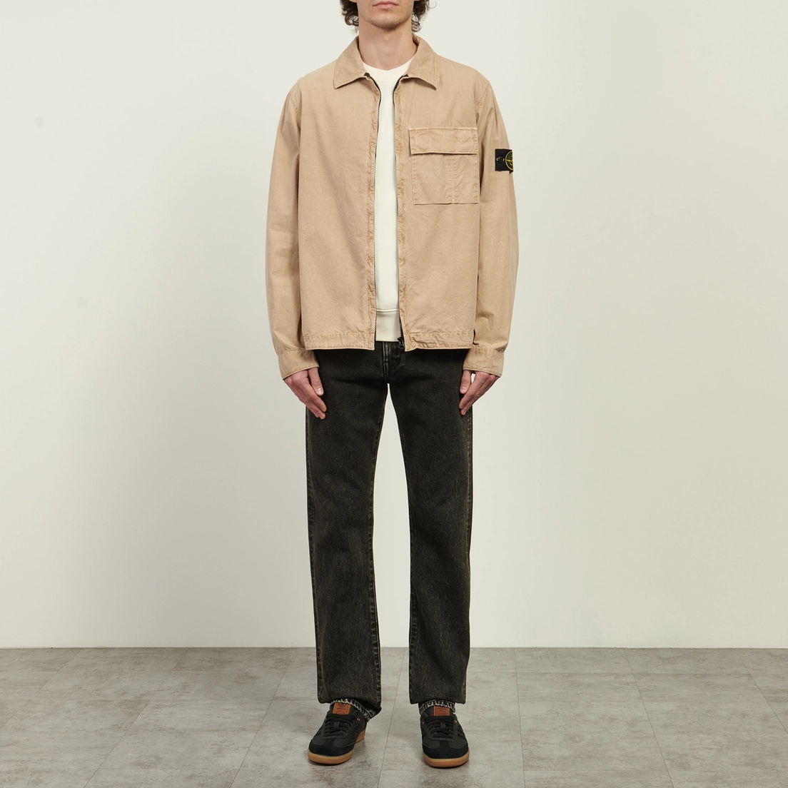 Stone Island Мужская рубашка Brushed Organic Cotton Canvas Old Effect Regular Overshirt