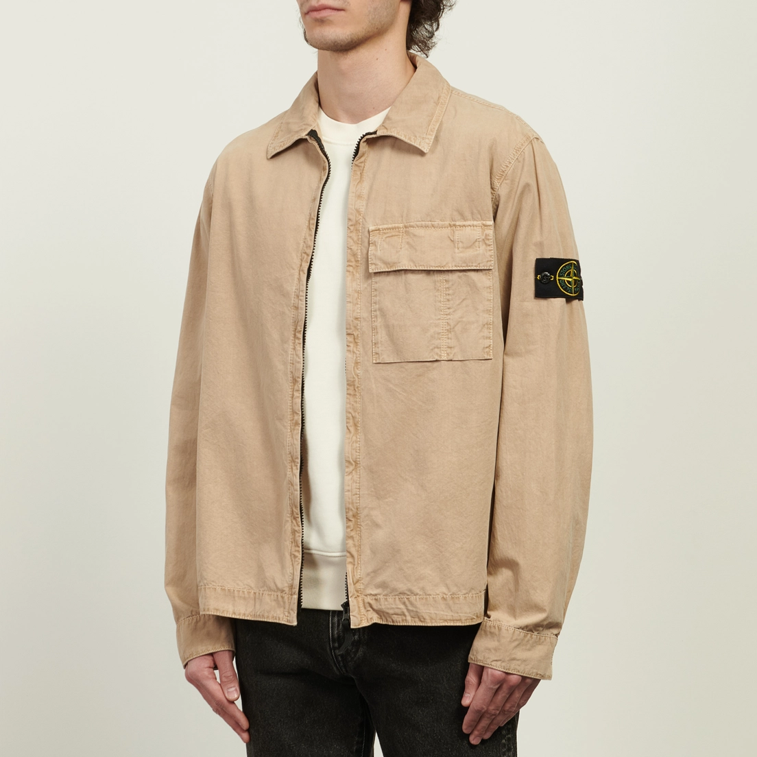 Stone Island Мужская рубашка Brushed Organic Cotton Canvas Old Effect Regular Overshirt
